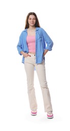 Photo of Portrait of teenage girl on white background