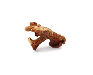 Photo of One dried chanterelle mushroom isolated on white