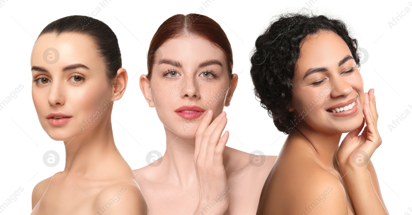 Group of beautiful women on white background. Collection of different portraits Image of Group of beautiful women on white background. Collection of different portraits