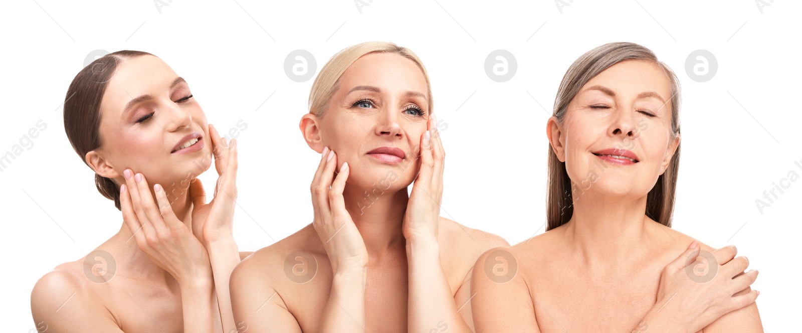 Group of beautiful women on white background. Collection of different portraits Image of Group of beautiful women on white background. Collection of different portraits