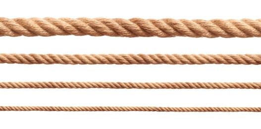 Image of Ropes of different thickness isolated on white, set