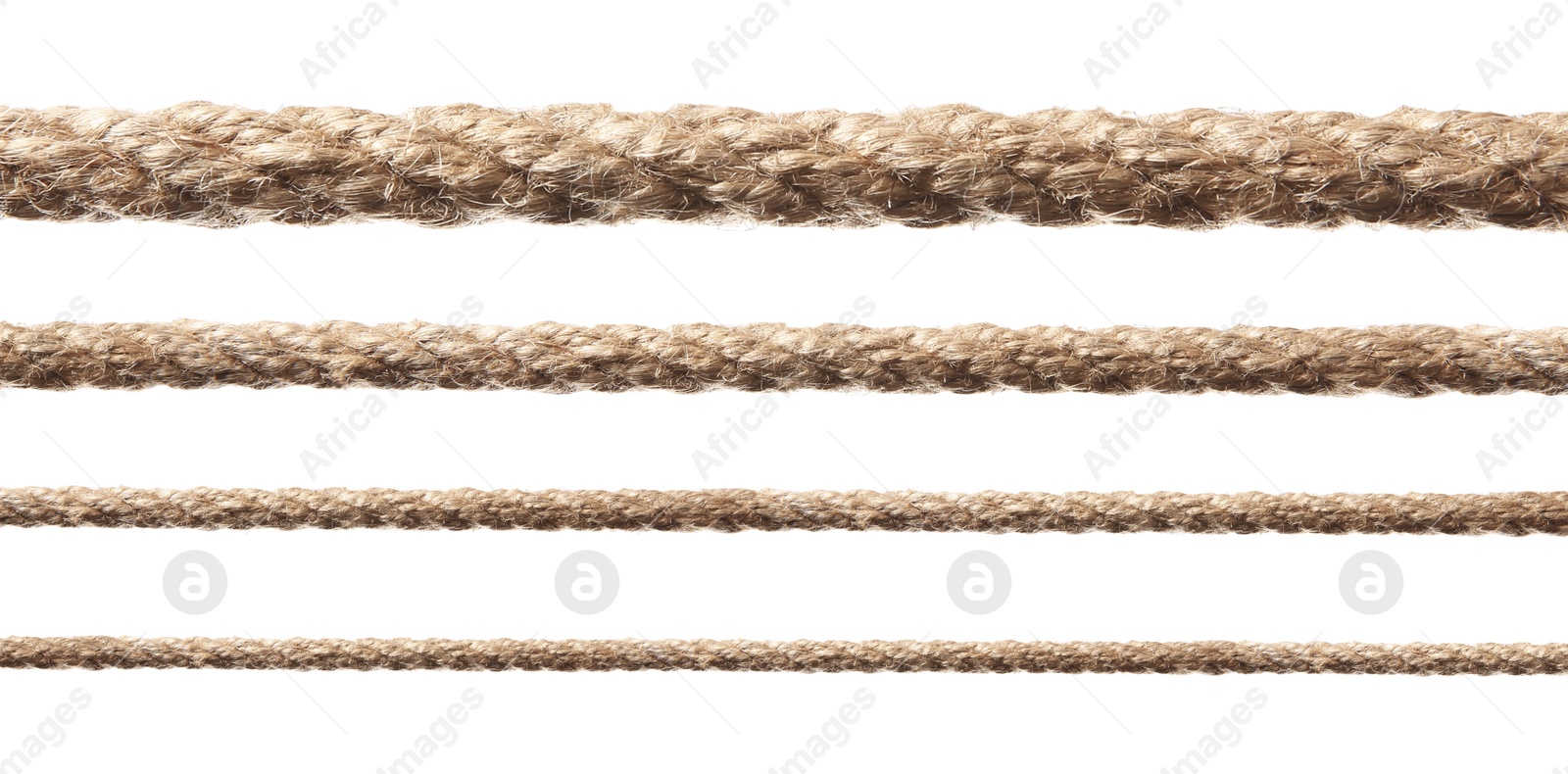 Image of Ropes of different thickness isolated on white, set