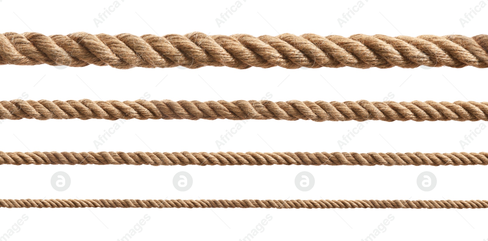 Image of Ropes of different thickness isolated on white, set
