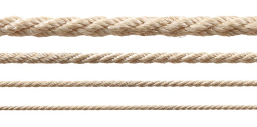 Image of Ropes of different thickness isolated on white, set