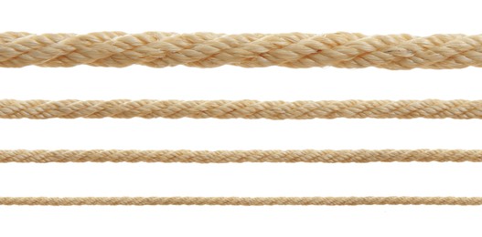 Image of Ropes of different thickness isolated on white, set