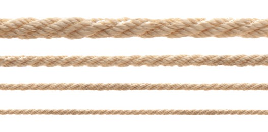 Image of Ropes of different thickness isolated on white, set