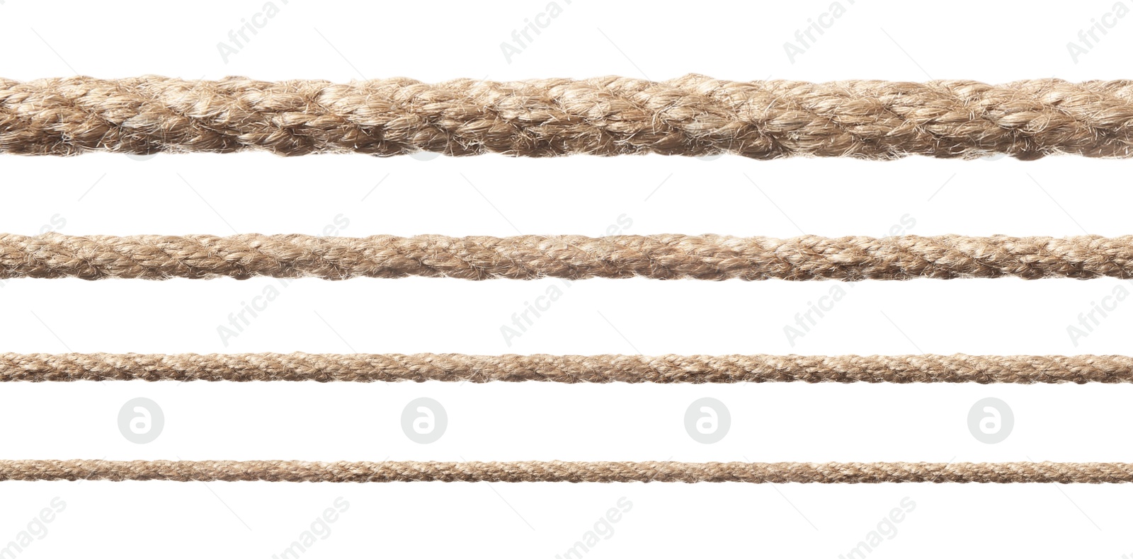 Image of Ropes of different thickness isolated on white, set