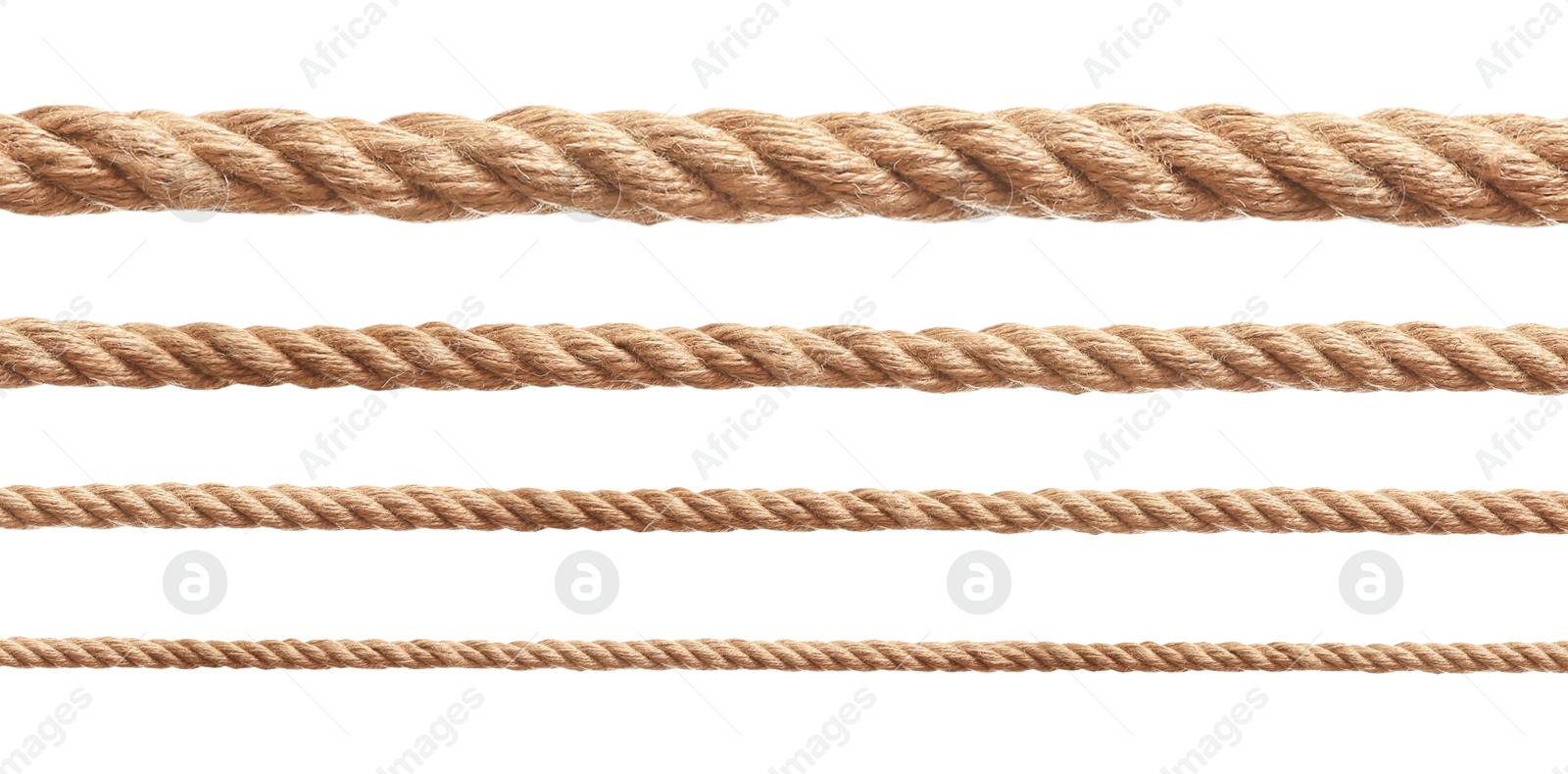 Image of Ropes of different thickness isolated on white, set