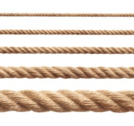 Image of Ropes of different thickness isolated on white, set