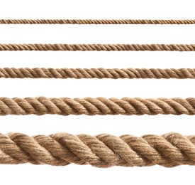 Image of Ropes of different thickness isolated on white, set