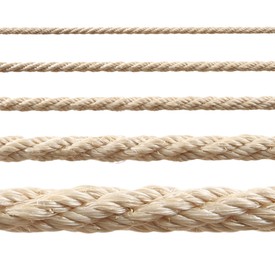 Image of Ropes of different thickness isolated on white, set