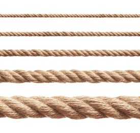 Image of Ropes of different thickness isolated on white, set