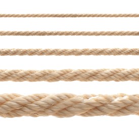 Image of Ropes of different thickness isolated on white, set