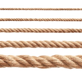 Image of Ropes of different thickness isolated on white, set