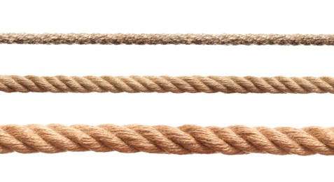 Image of Ropes of different thickness isolated on white, set