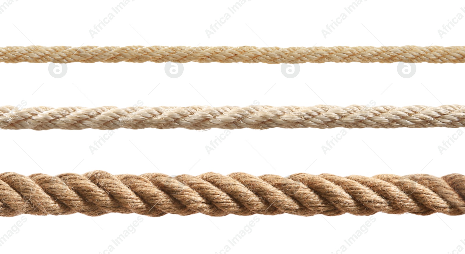 Image of Ropes of different thickness isolated on white, set