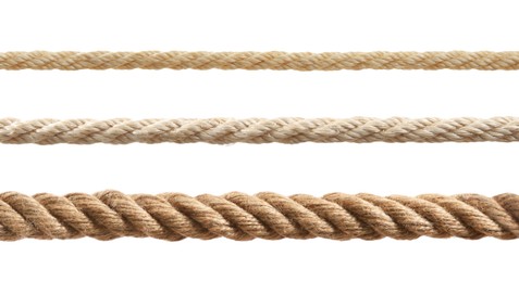 Image of Ropes of different thickness isolated on white, set