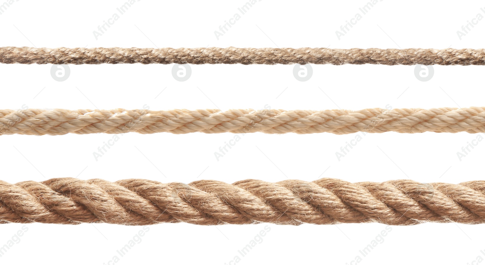 Image of Ropes of different thickness isolated on white, set