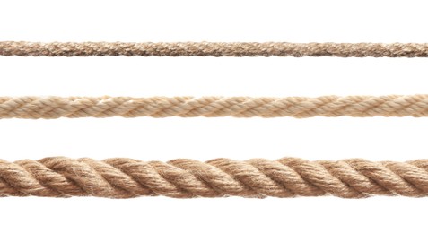 Image of Ropes of different thickness isolated on white, set