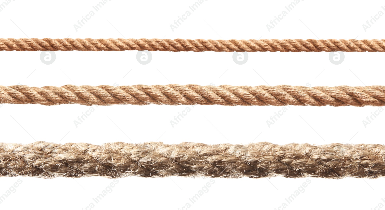 Image of Ropes of different thickness isolated on white, set