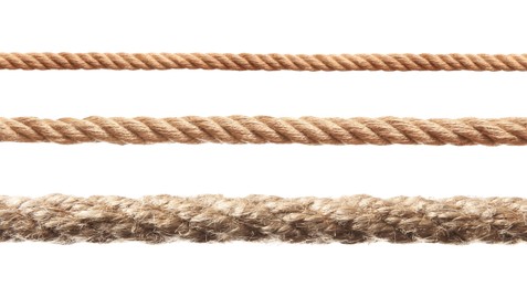 Image of Ropes of different thickness isolated on white, set