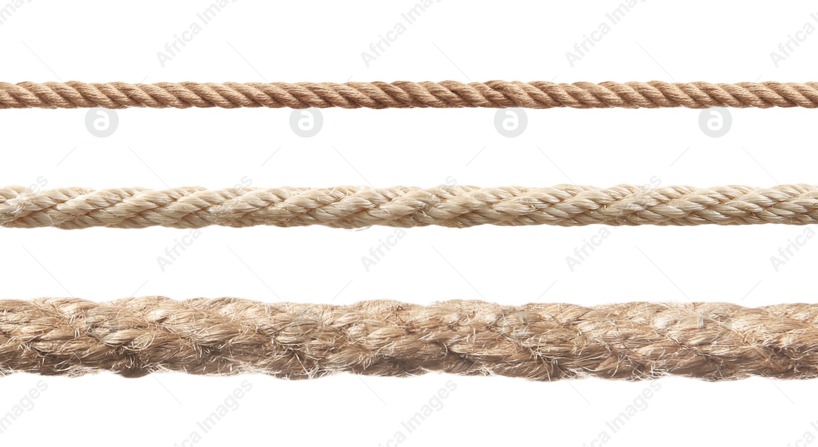Image of Ropes of different thickness isolated on white, set