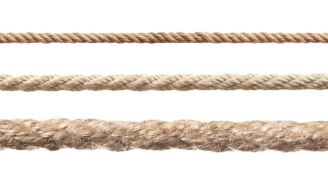 Image of Ropes of different thickness isolated on white, set