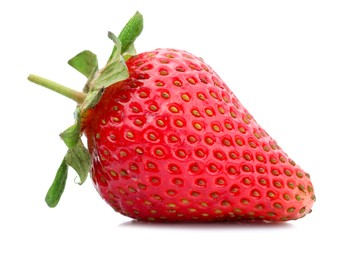 Photo of One fresh ripe strawberry isolated on white