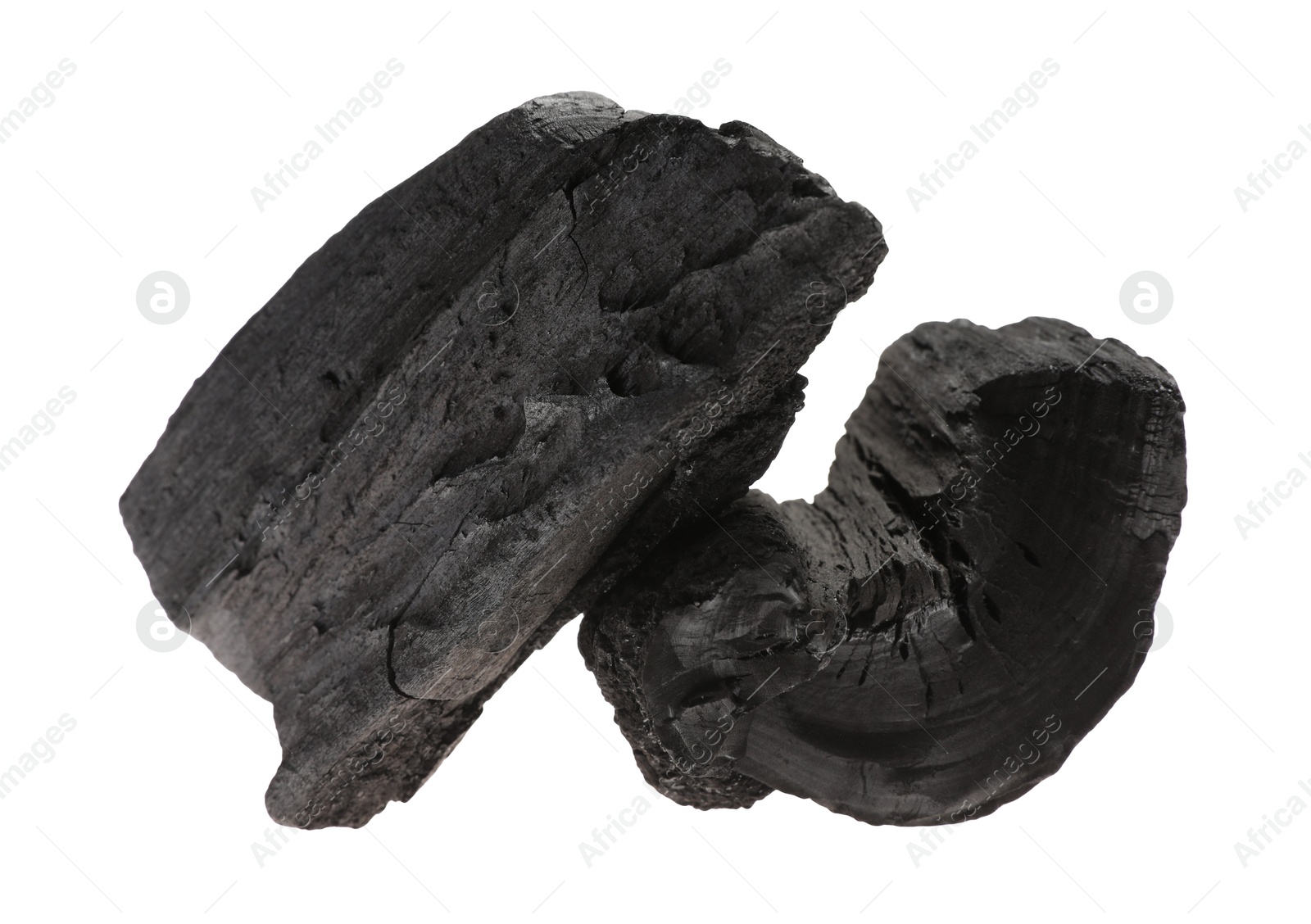 Pieces of black coals isolated on white Photo of Pieces of black coals isolated on white