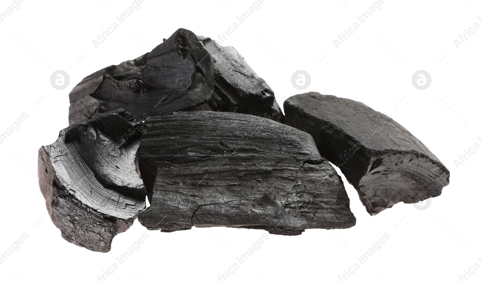 Pieces of black coals isolated on white Photo of Pieces of black coals isolated on white