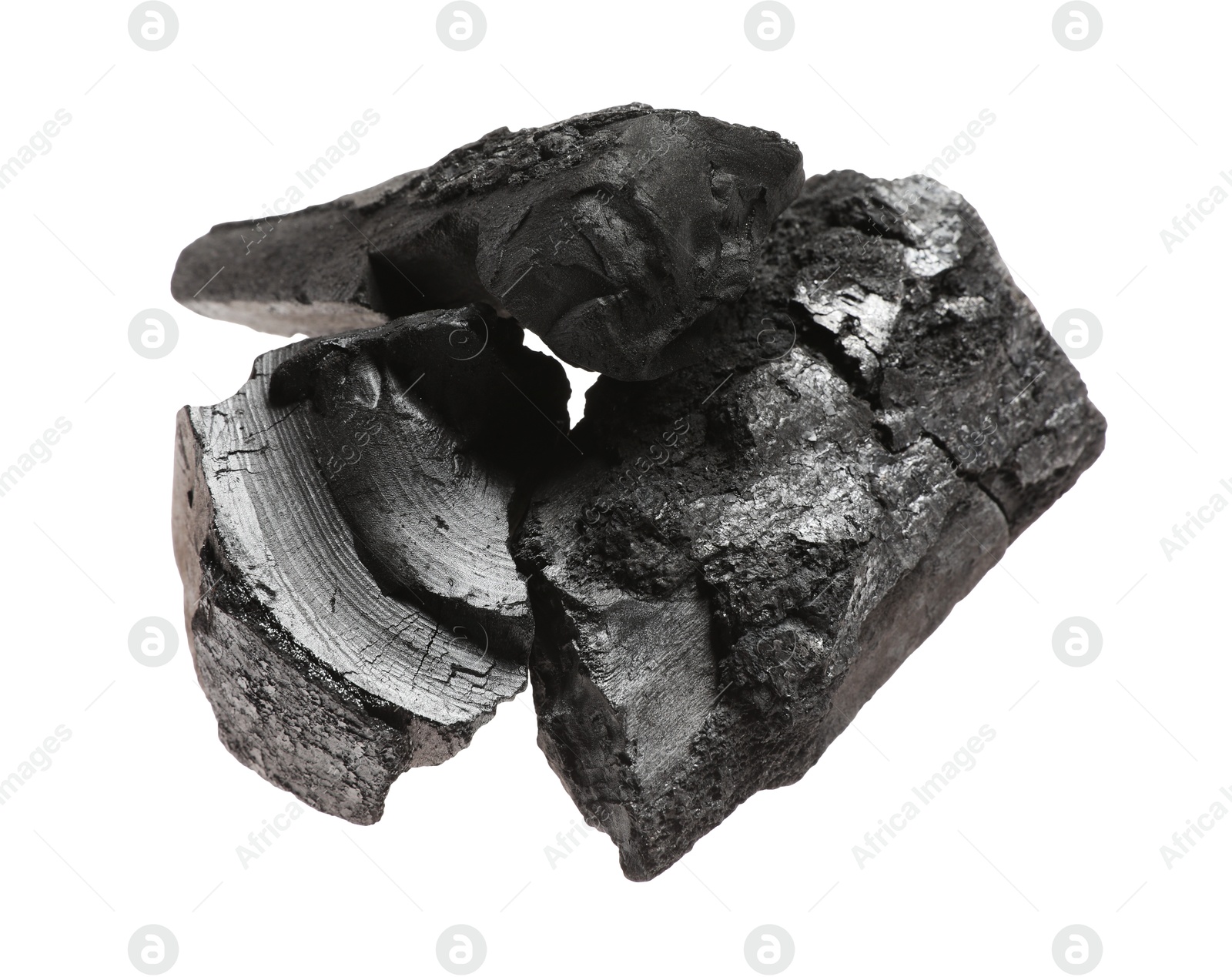 Pieces of black coals isolated on white Photo of Pieces of black coals isolated on white