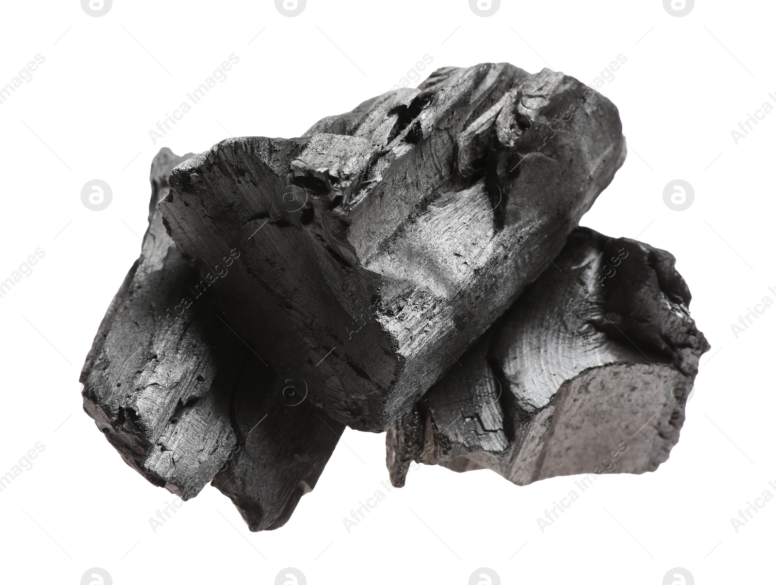 Pieces of black coals isolated on white Photo of Pieces of black coals isolated on white