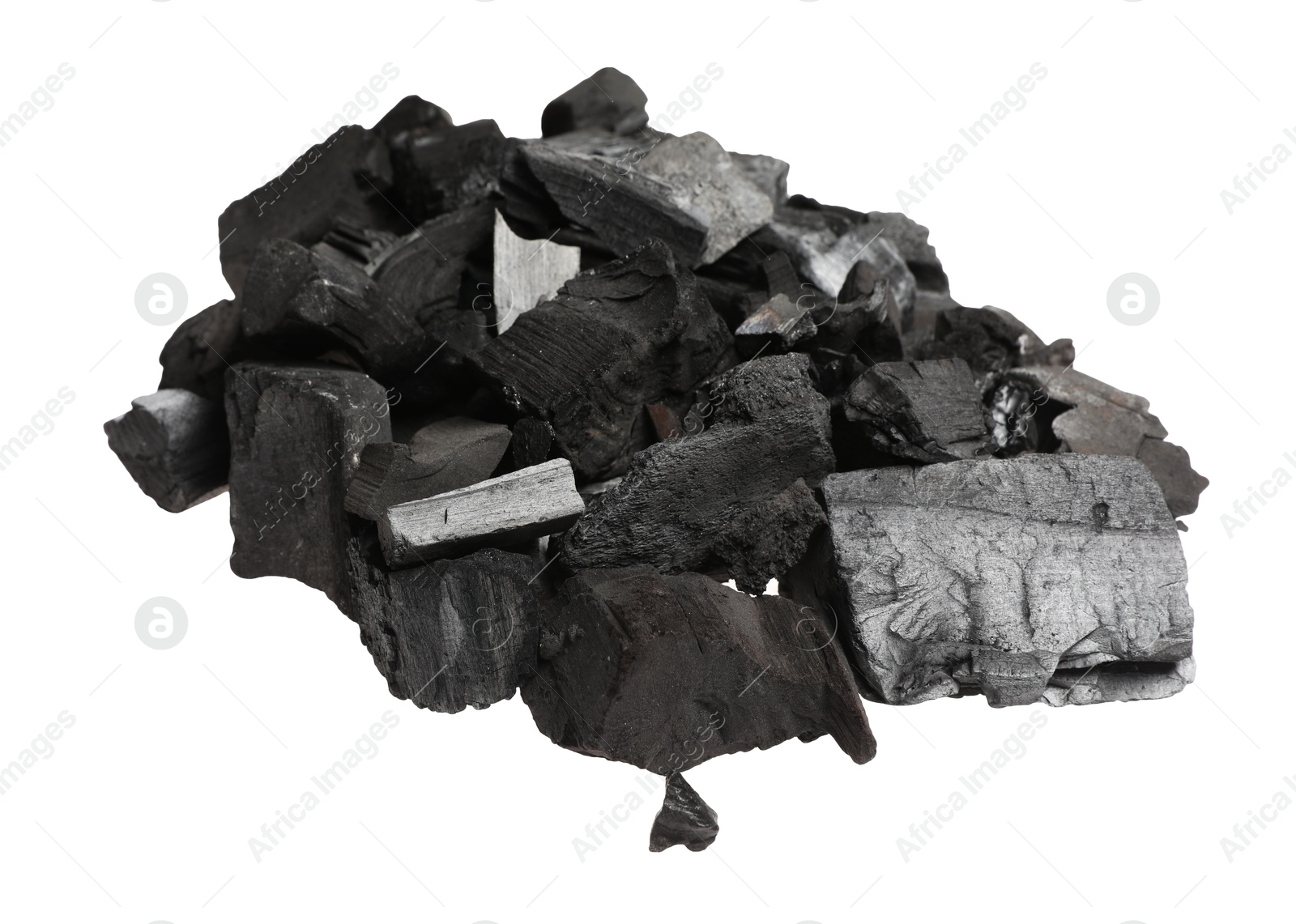 Pieces of black coals isolated on white Photo of Pieces of black coals isolated on white