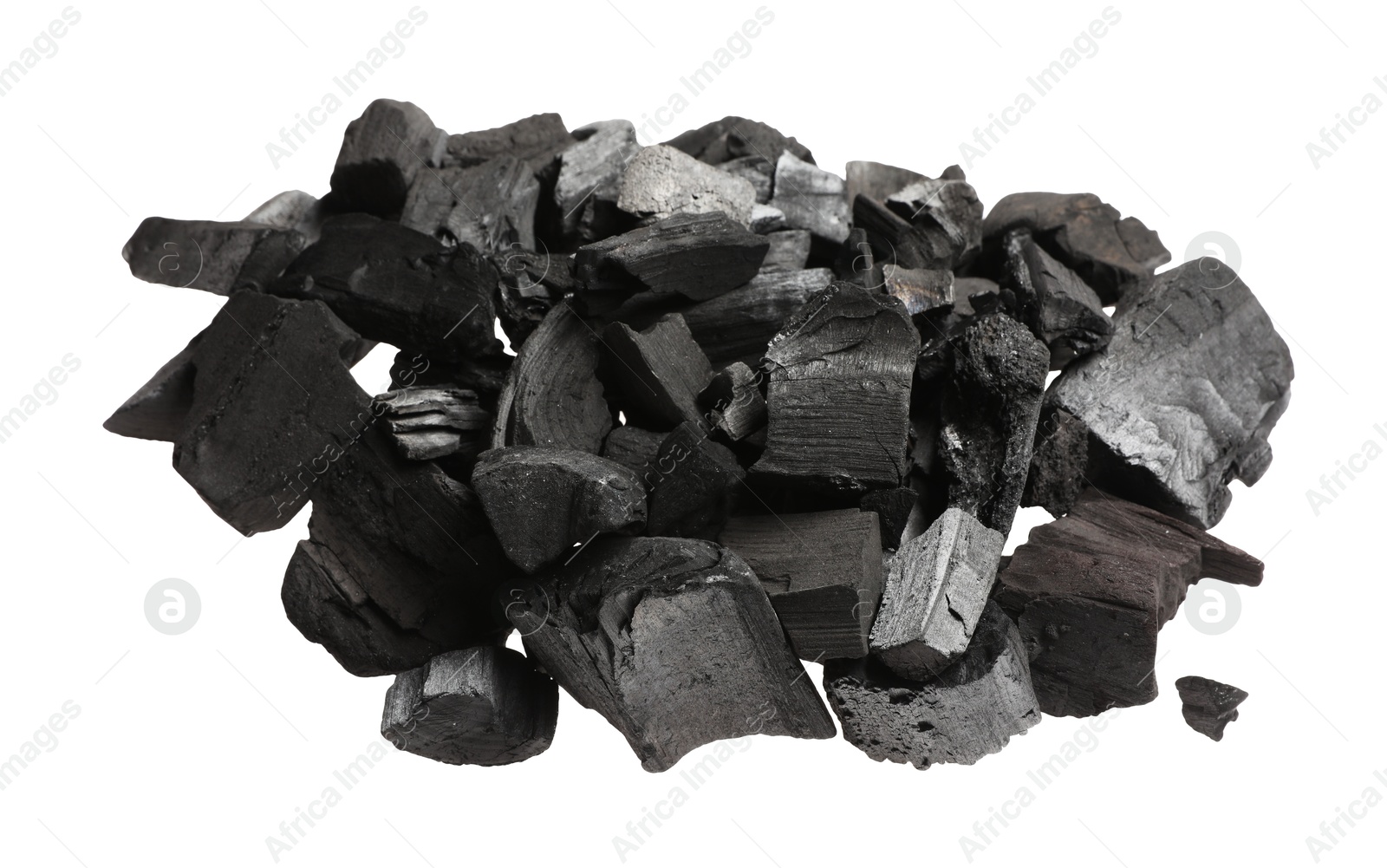 Pieces of black coals isolated on white Photo of Pieces of black coals isolated on white