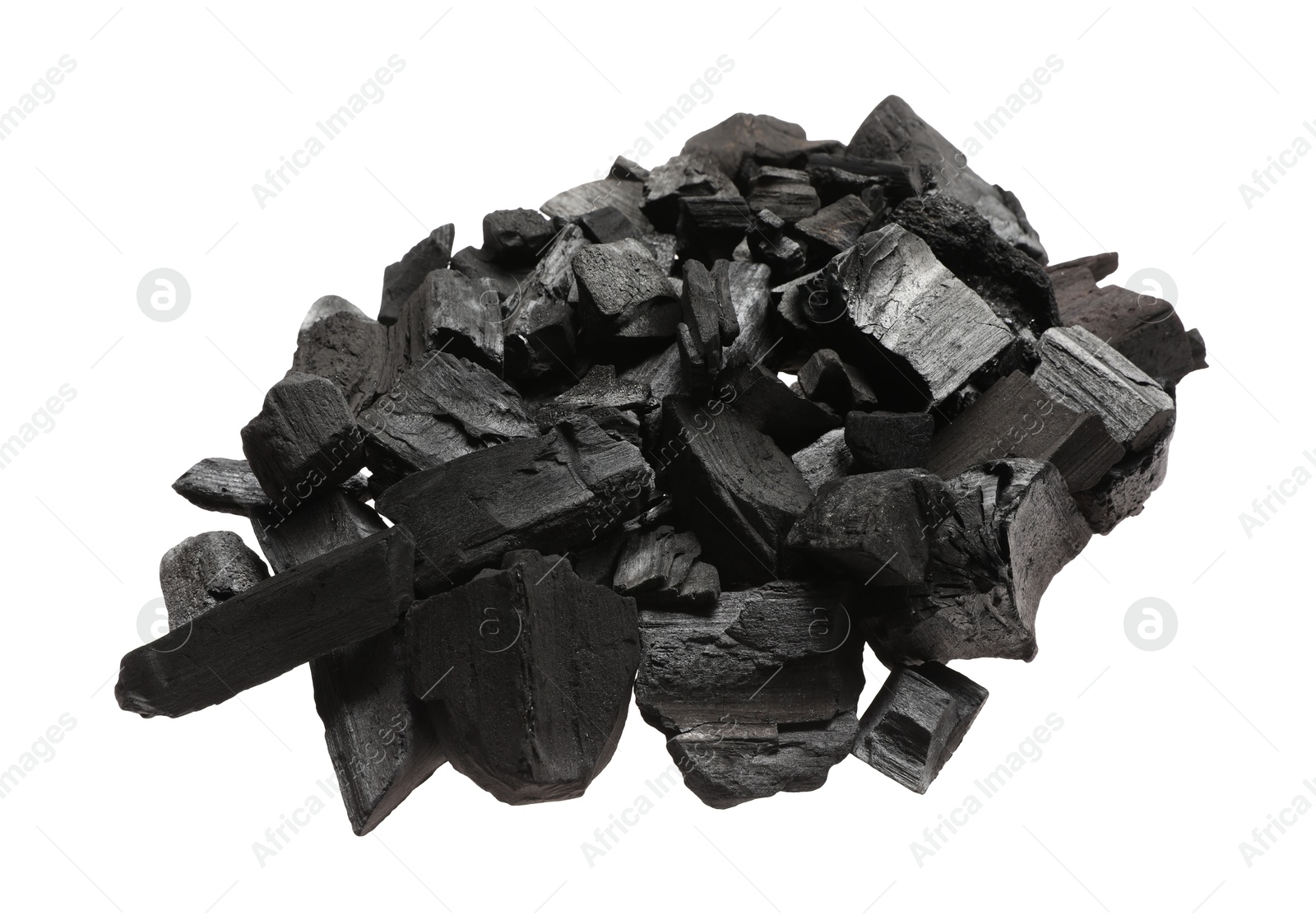 Pieces of black coals isolated on white Photo of Pieces of black coals isolated on white