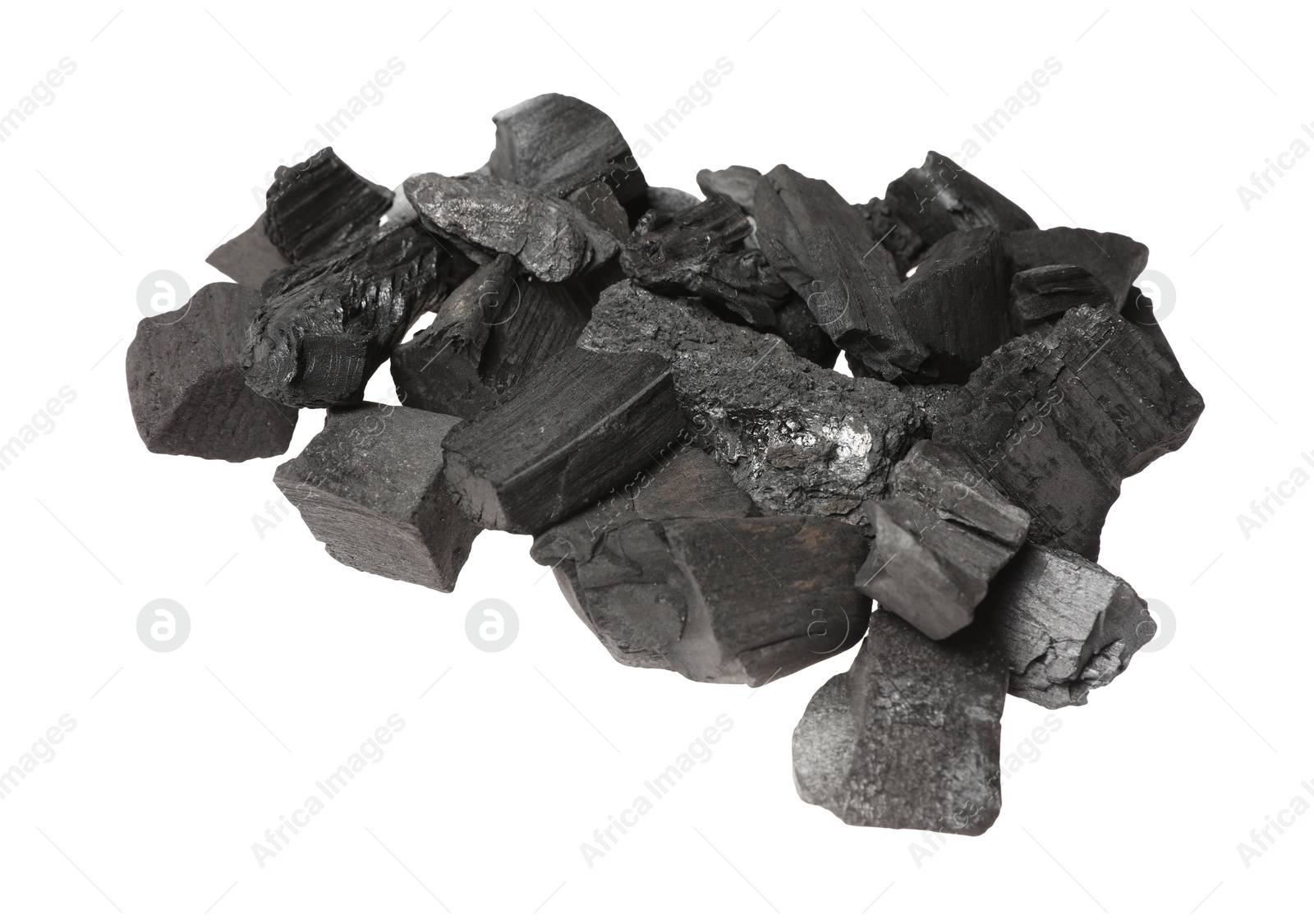 Pieces of black coals isolated on white Photo of Pieces of black coals isolated on white