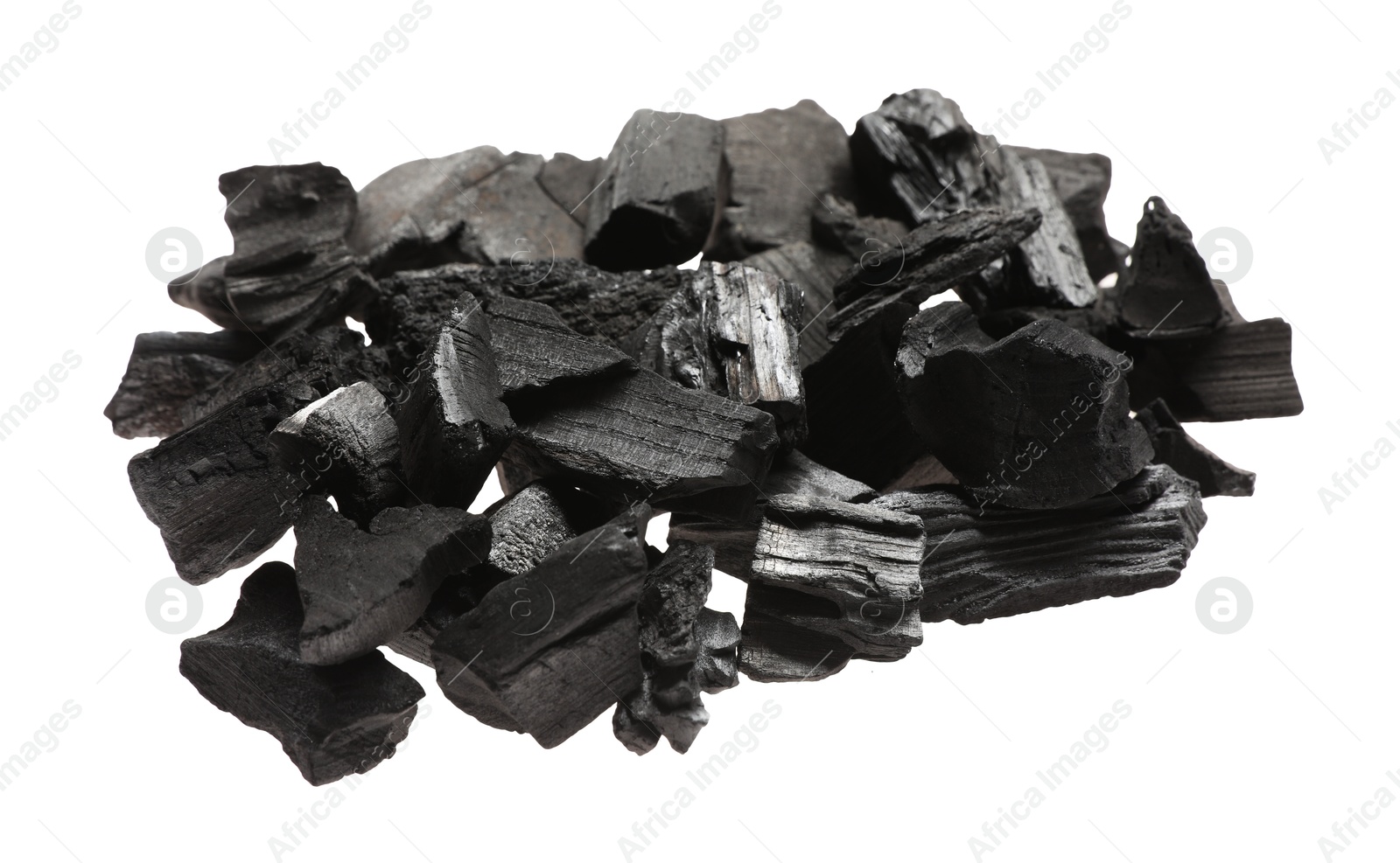 Pieces of black coals isolated on white Photo of Pieces of black coals isolated on white