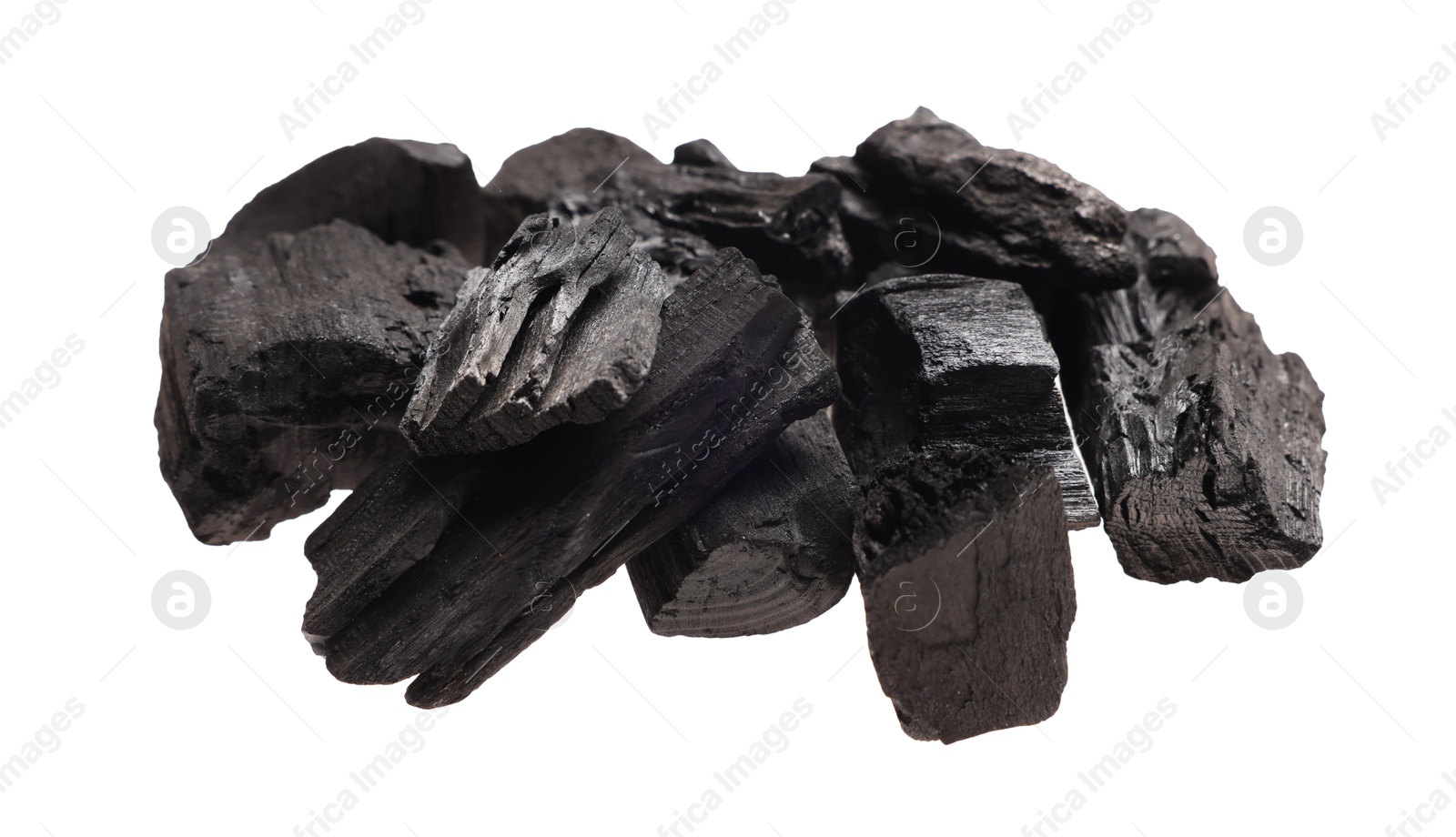 Pieces of black coals isolated on white Photo of Pieces of black coals isolated on white