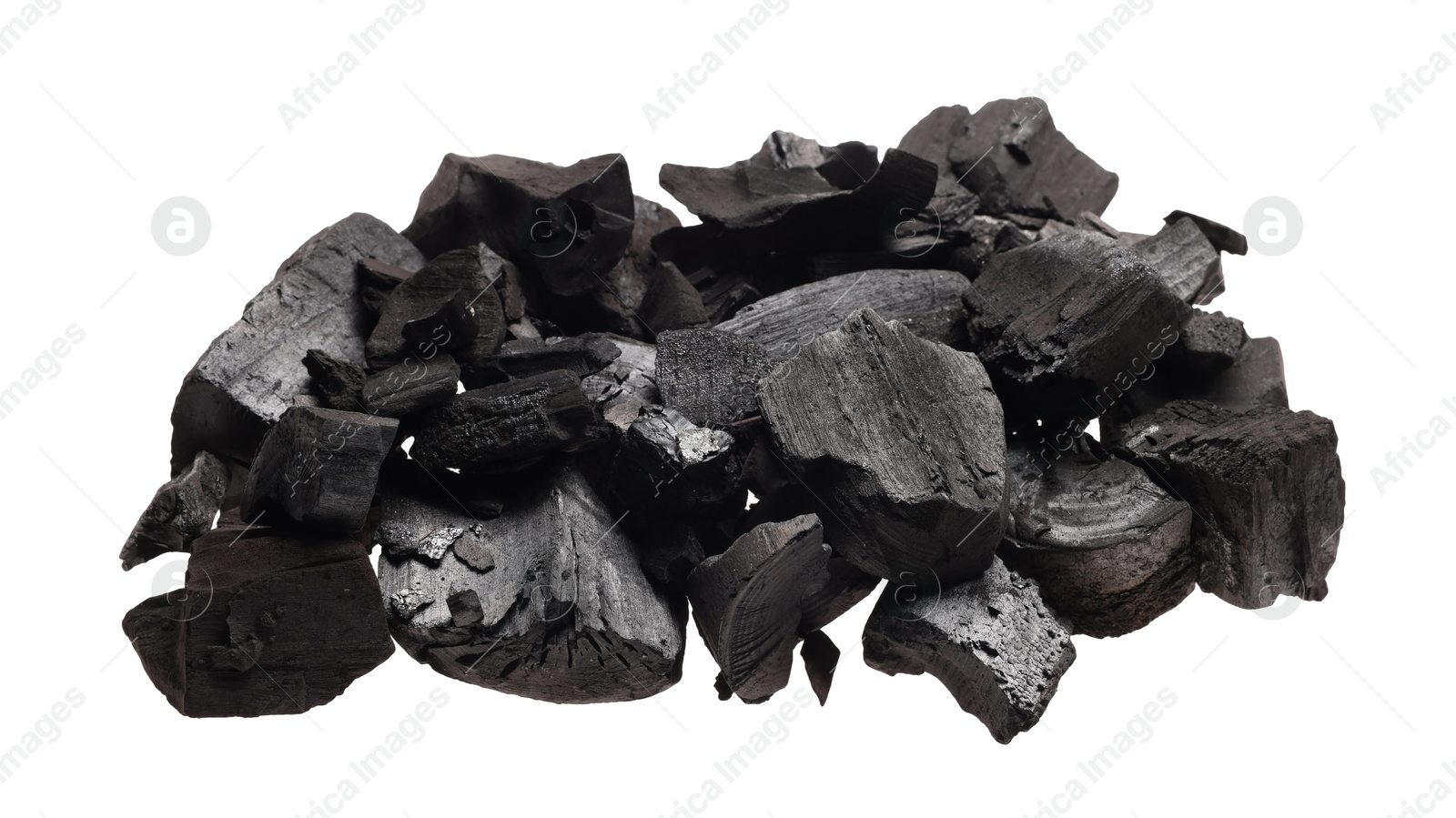 Pieces of black coals isolated on white Photo of Pieces of black coals isolated on white