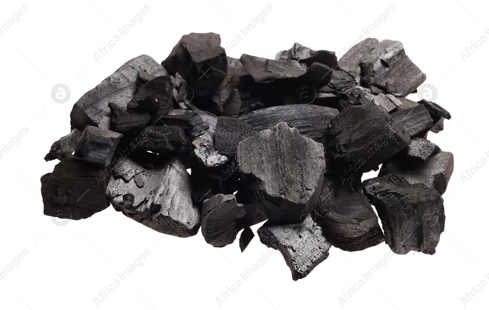 Pieces of black coals isolated on white Photo of Pieces of black coals isolated on white