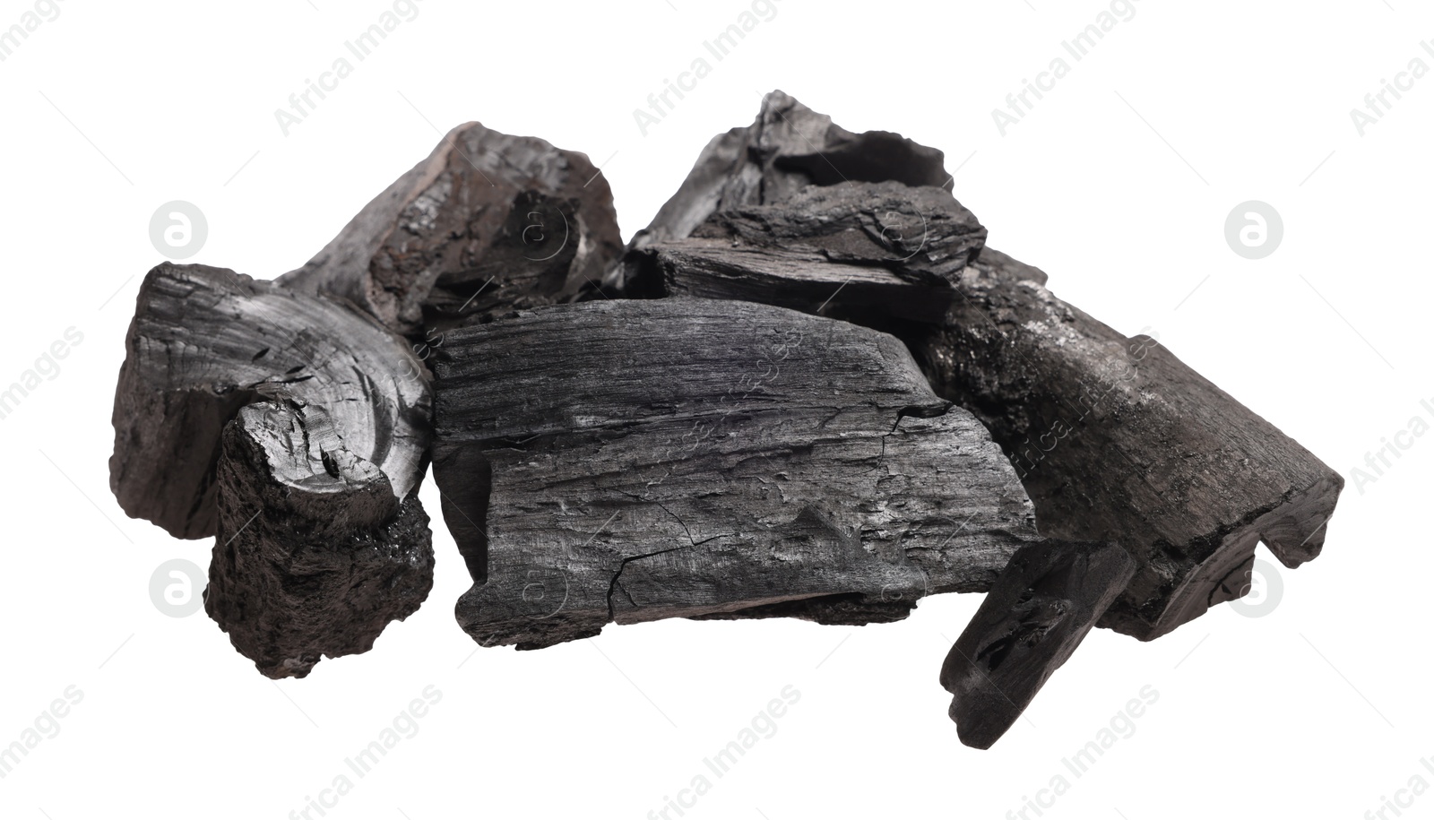 Pieces of black coals isolated on white Photo of Pieces of black coals isolated on white