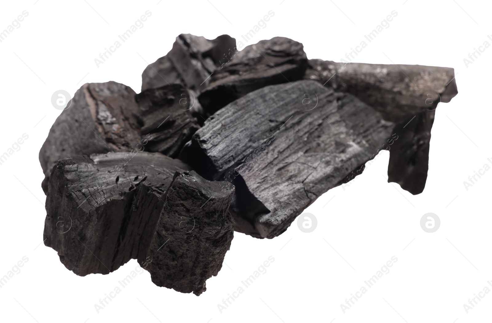 Pieces of black coals isolated on white Photo of Pieces of black coals isolated on white