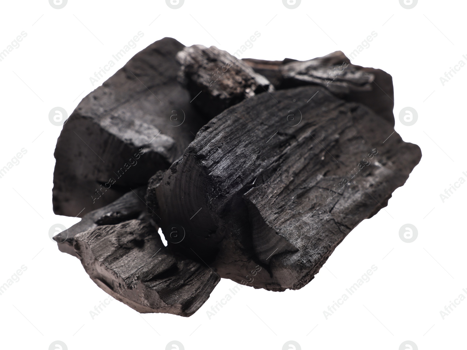 Pieces of black coals isolated on white Photo of Pieces of black coals isolated on white