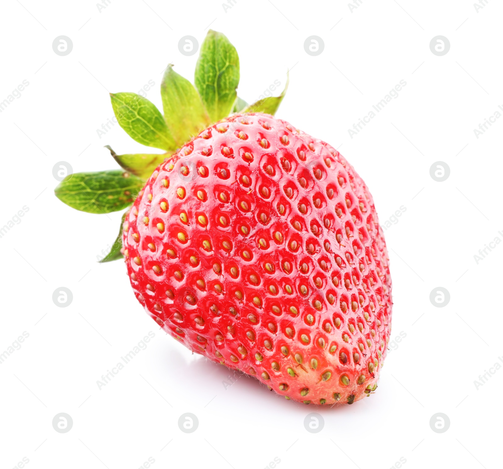 One fresh ripe strawberry isolated on white Photo of One fresh ripe strawberry isolated on white