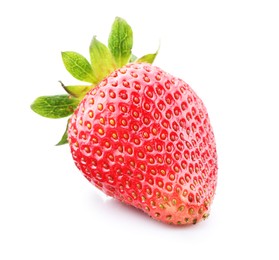 Photo of One fresh ripe strawberry isolated on white
