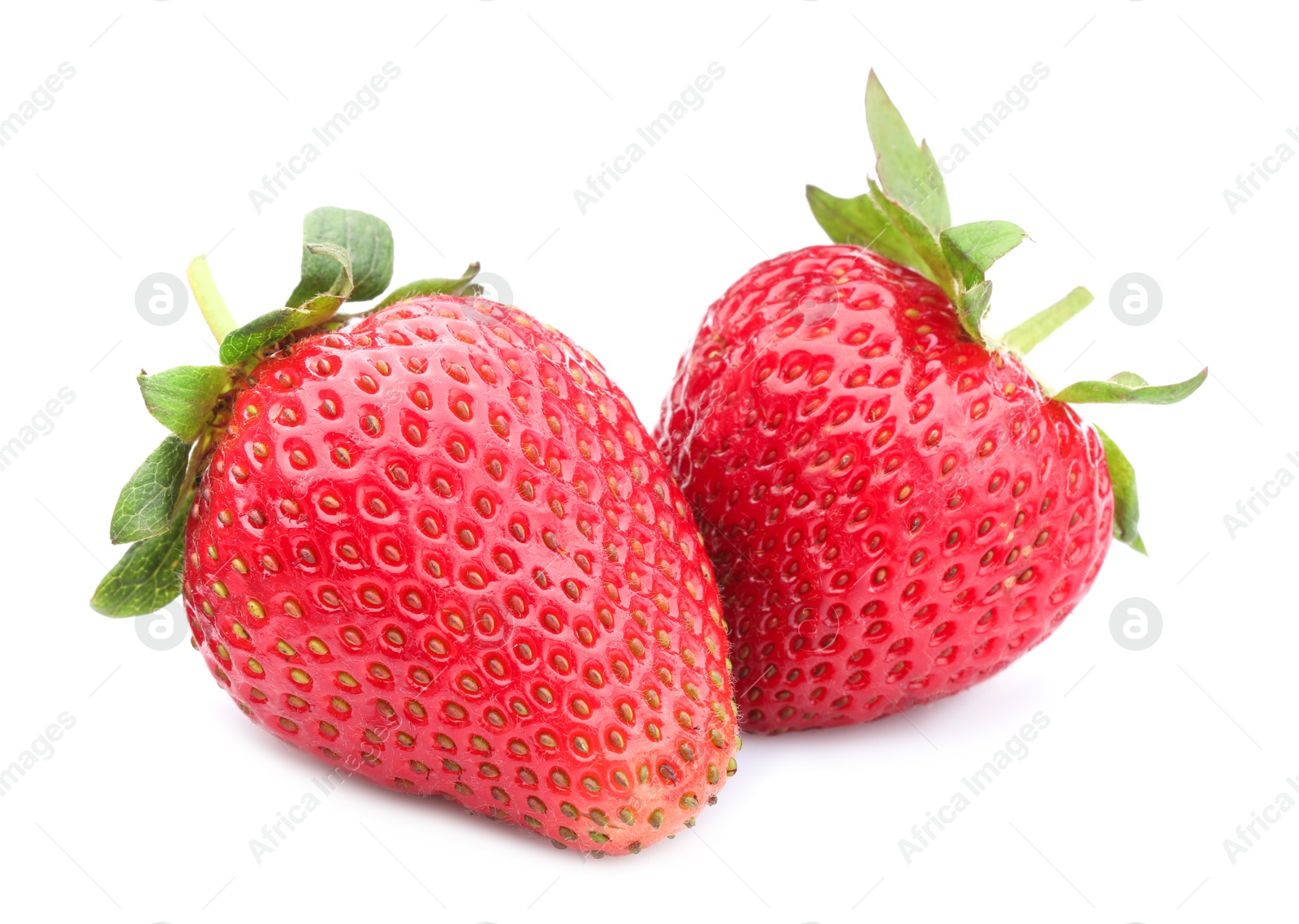 Photo of Fresh strawberries isolated on white. Seasonal berries