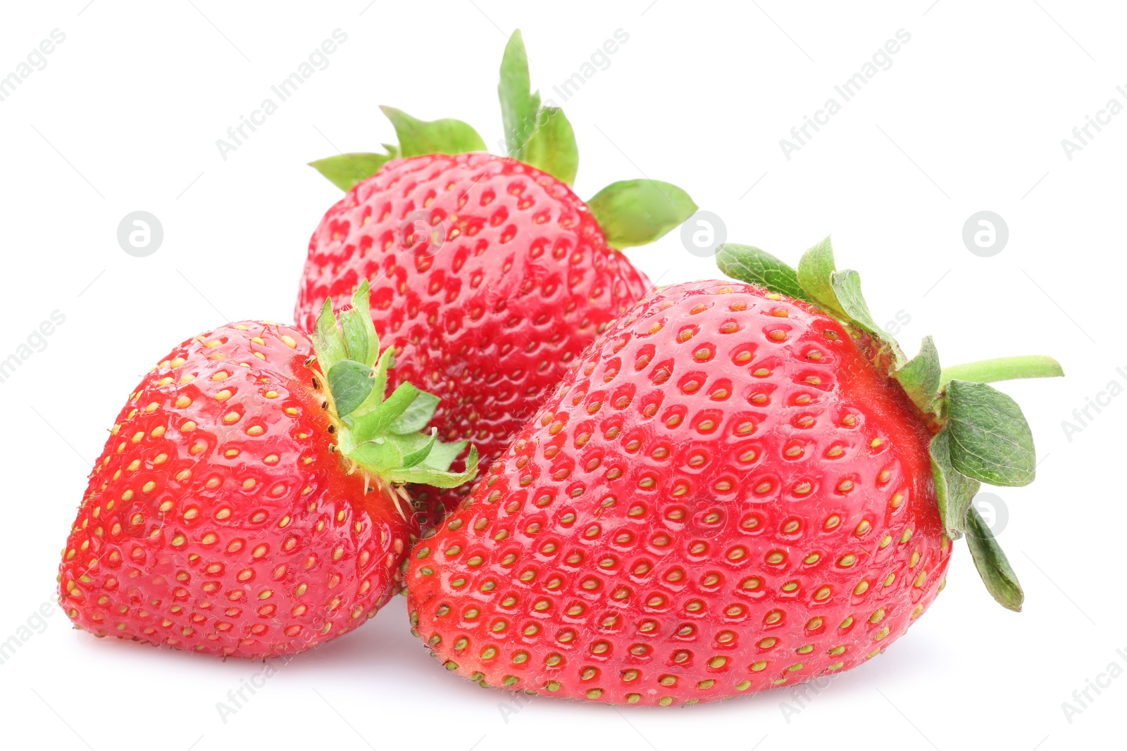 Photo of Fresh strawberries isolated on white. Seasonal berries