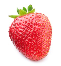 Photo of One fresh ripe strawberry isolated on white