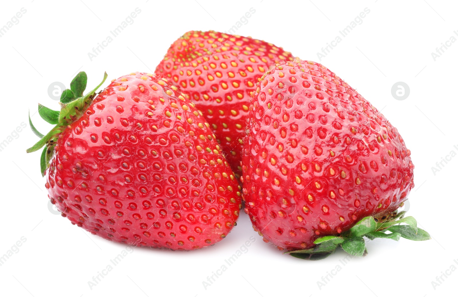 Photo of Fresh strawberries isolated on white. Seasonal berries