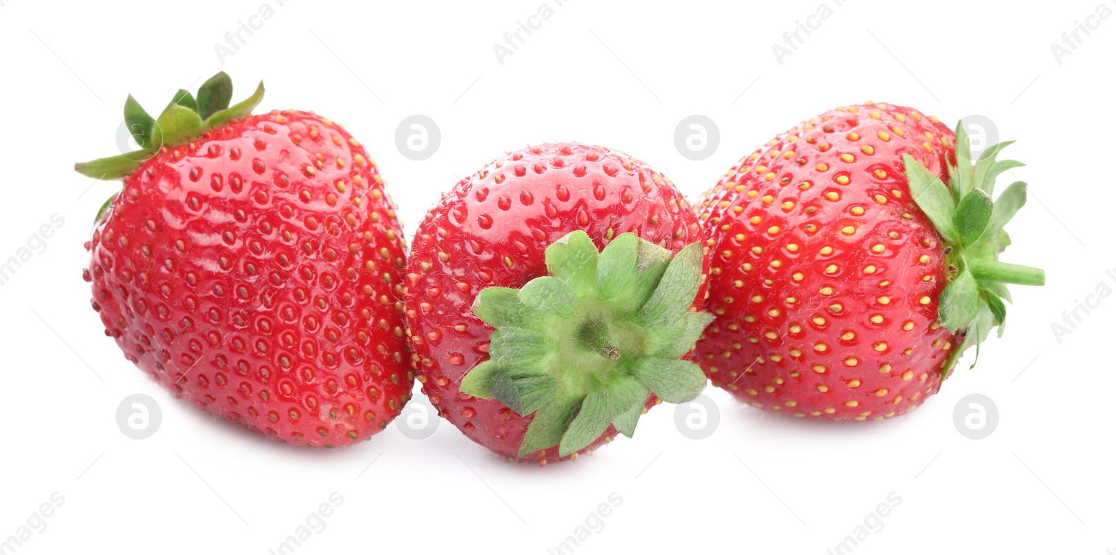 Fresh strawberries isolated on white. Seasonal berries Photo of Fresh strawberries isolated on white. Seasonal berries